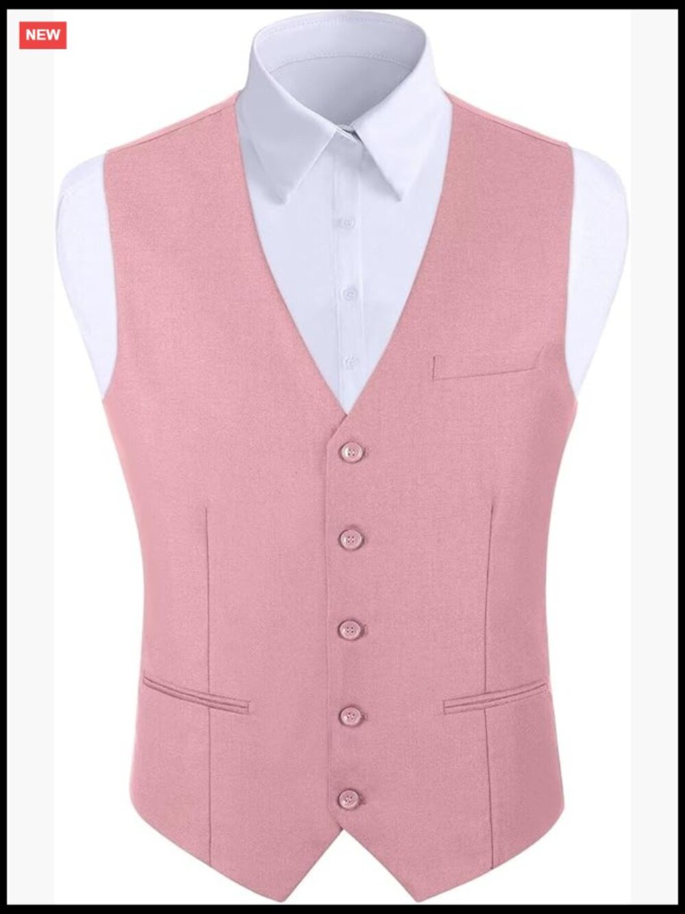 Men Sleeveless Suit Vest with Pockets Slim Fit Formal Wedding Waistcoat